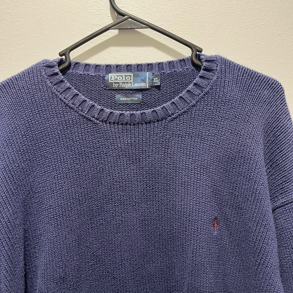 Vintage‎ Polo Ralph Lauren knit sweater Mens Large Navy Blue. Size XL
